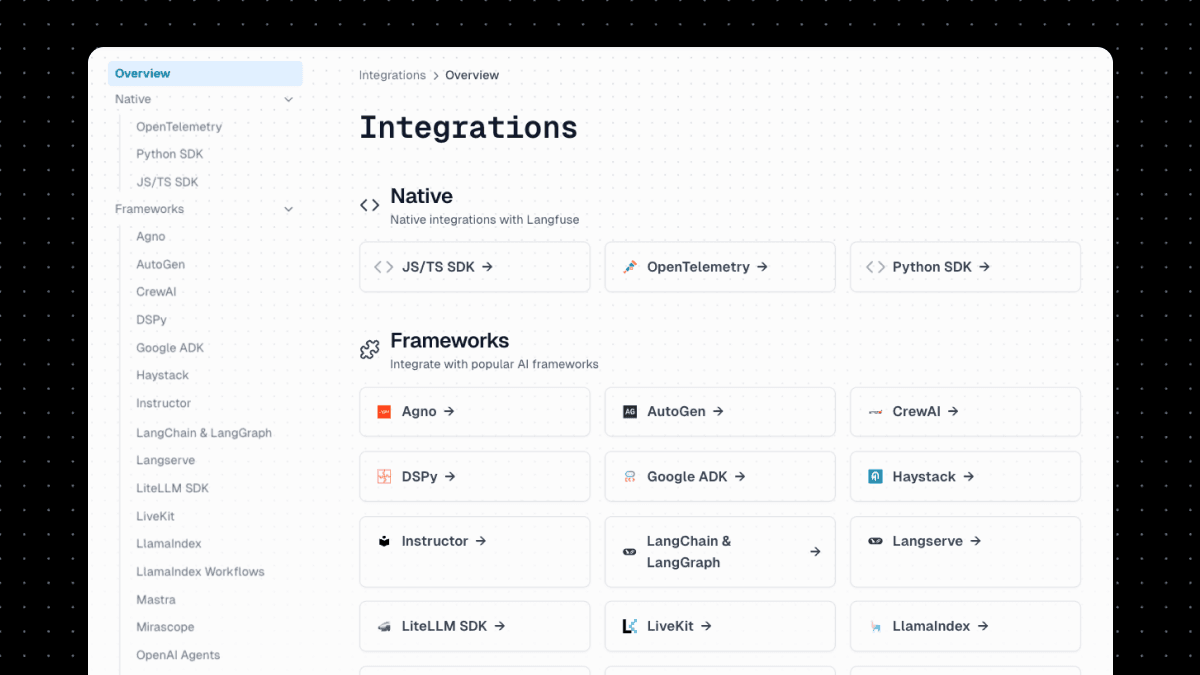New docs and integration pages